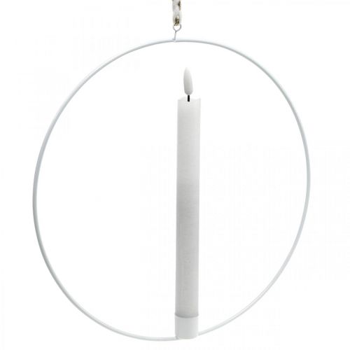 Floristik24 Candlestick to hang decorative ring metal white Ø28.5cm 3pcs