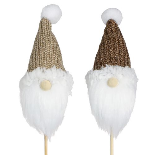 Decorative plug gnome Christmas white brown 4x11cm 4 pcs