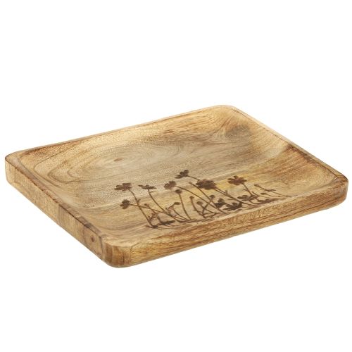 Product Decorative tray mango wood with floral pattern tray 25×20cm