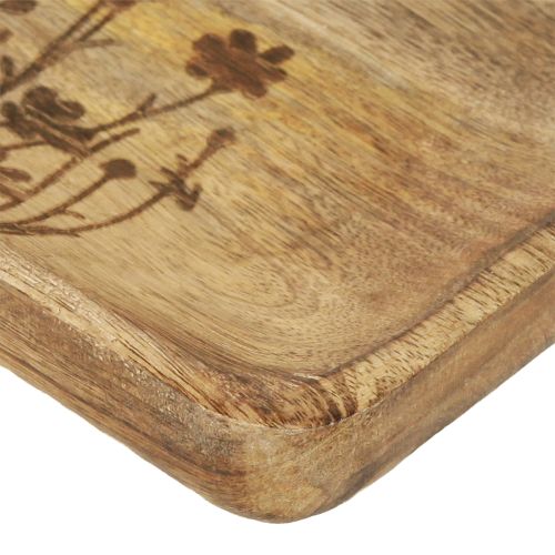 Product Decorative tray mango wood with floral pattern tray 25×20cm