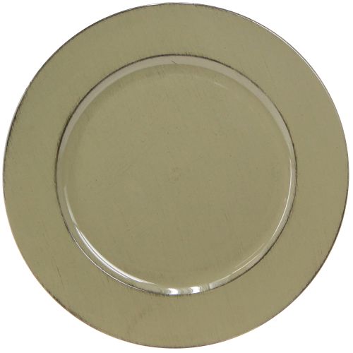 Product Decorative plate green plastic plate vintage moss green brown Ø33cm