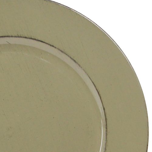 Product Decorative plate green plastic plate vintage moss green brown Ø33cm
