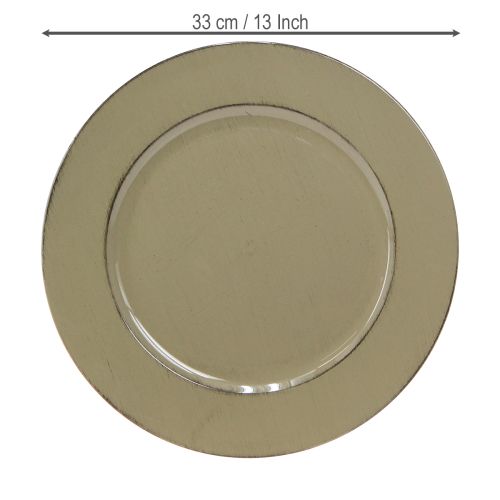 Product Decorative plate green plastic plate vintage moss green brown Ø33cm