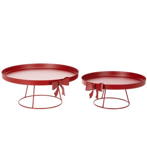 Product Decorative tray on a stand with metal bow, 30cm, 2-piece set