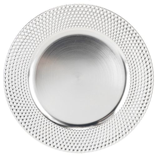 Product Decorative plate round plastic decorative plate silver Ø33cm