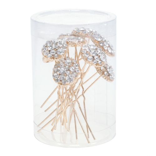 Floristik24 Hairpin wedding gold with rhinestones 7cm 9pcs