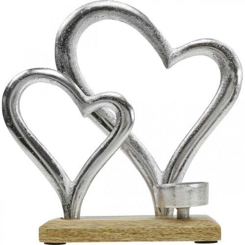 Product Tea light holder heart metal decoration table decoration wood 22cm