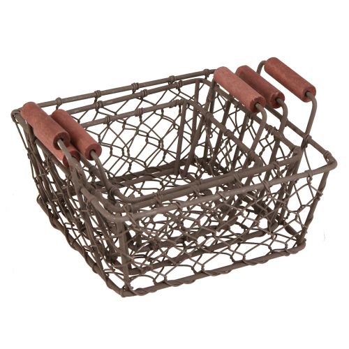 Product Wire basket plant basket metal wood 16/14/11.5cm set of 3