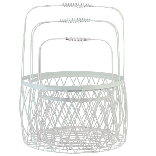 Product Wire basket with handle basket white metal Ø25/30/35cm set of 3