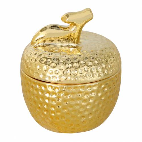 Floristik24 Scented candle "Spiced Apple" in apple jewelry box gold Ø7.2cm H8.5cm