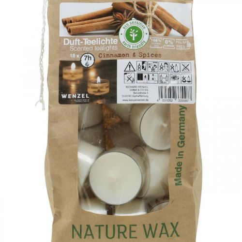 Product Tealights cinnamon scent, Christmas candle, scented tealight, candle decoration Ø25cm H40cm white 18pcs