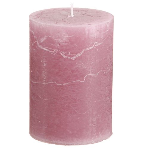 Solid coloured pillar candles pink old pink 70x100mm 4 pcs