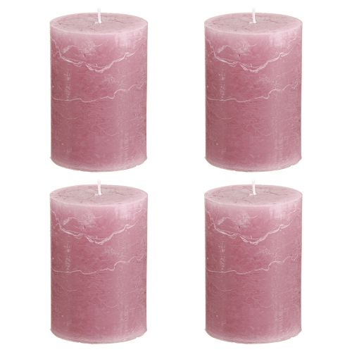 Product Solid coloured pillar candles pink old pink 70x100mm 4 pcs