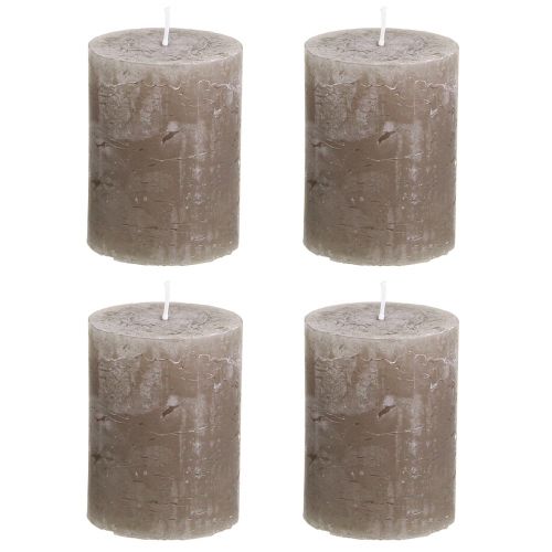 Product Solid coloured candles brown pillar candles 60×80mm 4 pcs