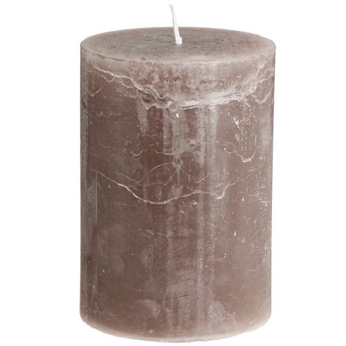 Solid coloured candles brown pillar candles 85×120mm 2 pcs