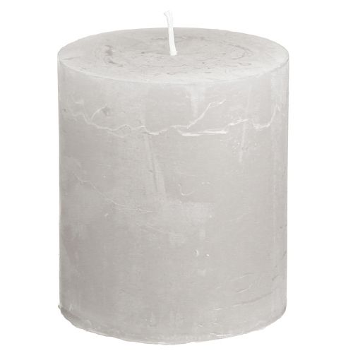 Solid coloured candles light grey pillar candles 70×80mm 4 pcs