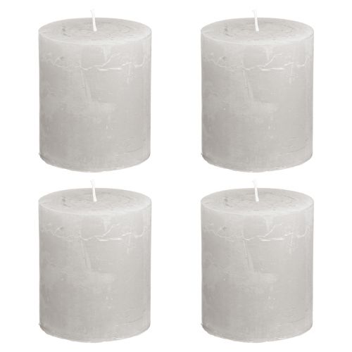 Product Solid coloured candles light grey pillar candles 70×80mm 4 pcs