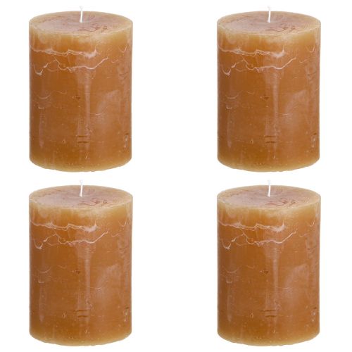 Product Solid coloured candles caramel pillar candles 60×80mm 4 pcs