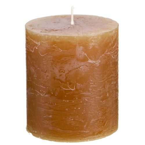 Solid coloured candles caramel pillar candles 70×80mm 4 pcs