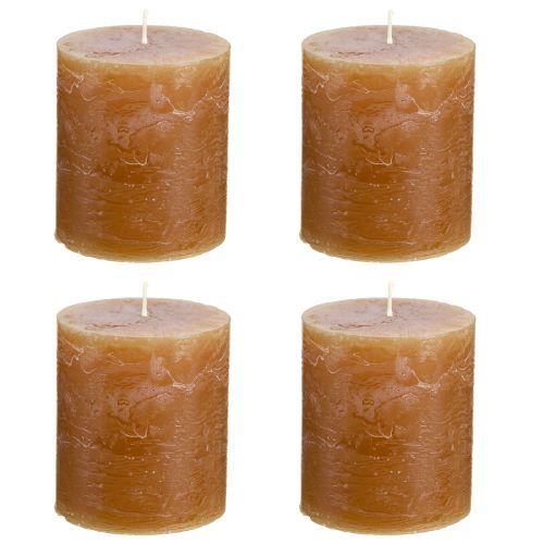 Product Solid coloured candles caramel pillar candles 70×80mm 4 pcs