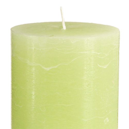 Product Solid coloured candles lime green​​​​​​​ pillar candles 85×150mm 2 pcs