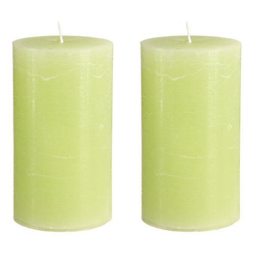 Product Solid coloured candles lime green​​​​​​​ pillar candles 85×150mm 2 pcs