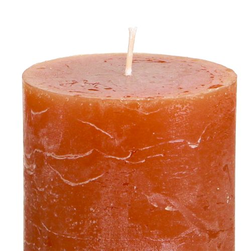 Product Solid coloured candles red-brown pillar candles 60×100mm 4 pcs