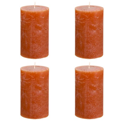 Product Solid coloured candles red-brown pillar candles 60×100mm 4 pcs