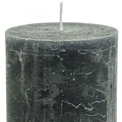 Product Solid coloured candles anthracite pillar candles 85×150mm 2pcs