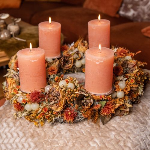 Product Solid coloured candles Orange Peach pillar candles 85×150mm 2pcs