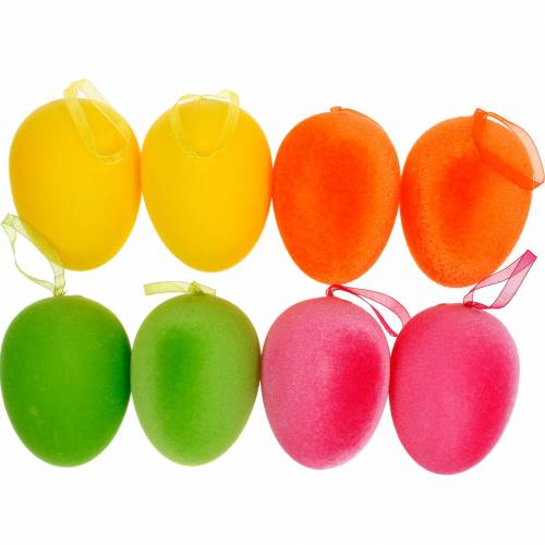 Product Easter eggs for hanging colorful, eggs flocked, Easter, spring decoration 8 pcs