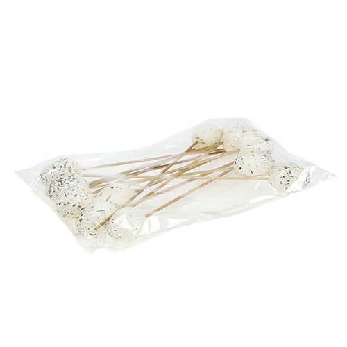 Floristik24 Egg on a stick white 3.5cm L18cm 12pcs