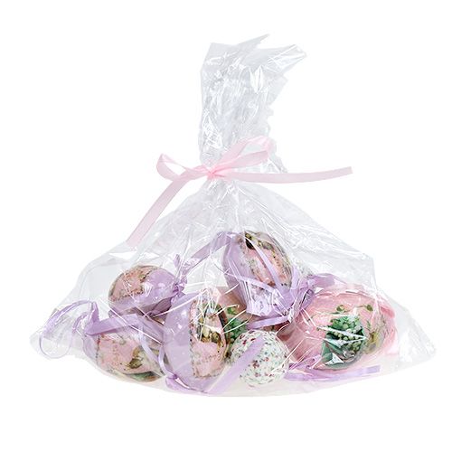 Floristik24 Eggs with pattern purple-pink 5-8cm 8pcs