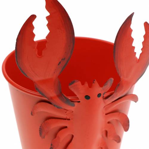 Product Decorative bucket lobster metal red Ø8cm H13cm 3 pcs