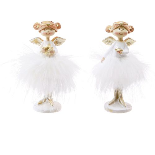 Product Angel Decoration Christmas Figures in White Gold H10.5cm 2pcs