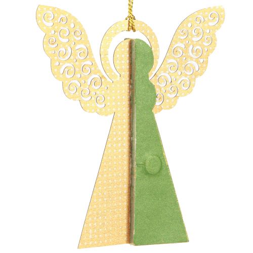 Floristik24 Angel Honeycomb Paper Decoration Christmas Green Gold 12cm 4 Pcs