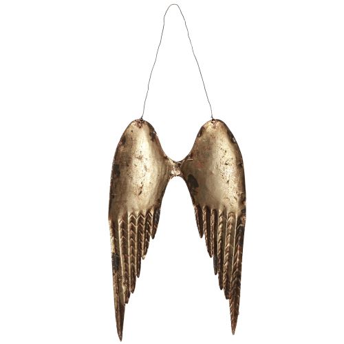 Product Angel wings for hanging metal antique look gold 24×37cm
