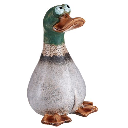 Product Duck Decoration Ceramic Brown Green Drake Sitting H17.5cm 2 Pcs