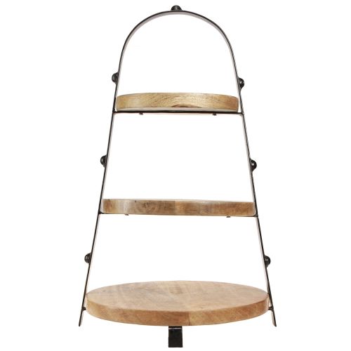 Product Etagere 3-tiered wood decoration natural black Ø30cm H52cm