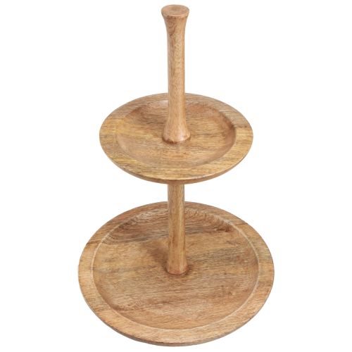 Etagere Wooden Decoration 2-tier Natural Round Ø31/20cm H45cm