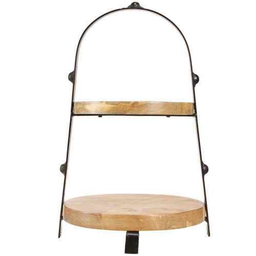 Product Etagere Wood Metal Natural Black 2-tier Ø25.5cm H38cm