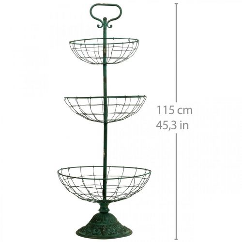 Floristik24 Cake Stand Metal XXL, Cake Stand Vintage Green H115cm Ø35/30/25.5cm