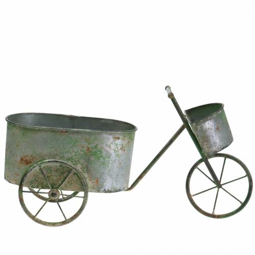 Floristik24 Flower pot bicycle zinc gray, green 40 × 14 × 21cm