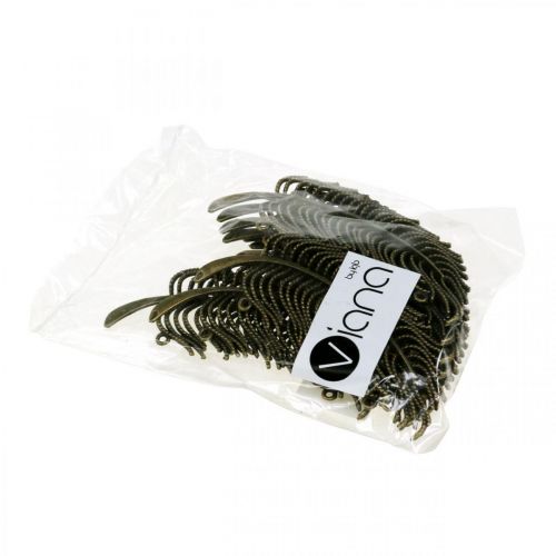 Product Decorative feathers, jewelry pendants, metal feathers, scattered decoration bronze L8cm 10 pieces