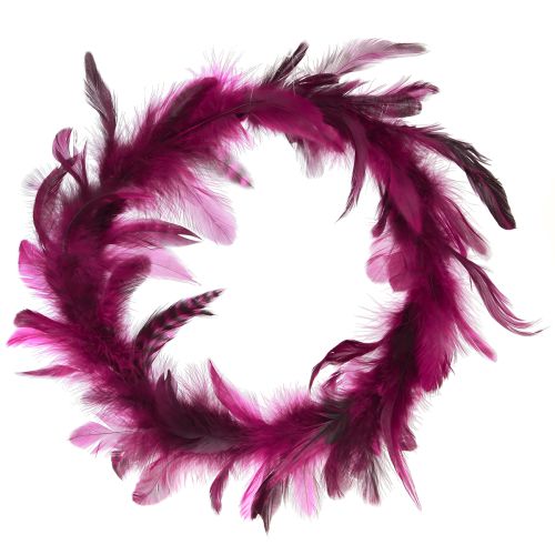 Feather wreath Burgundy feather decoration pheasant feathers Ø20cm 3 pcs