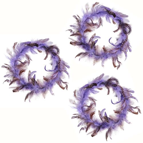 Product Feather wreath purple pheasant feathers decorative wreath Ø20cm 3 pcs