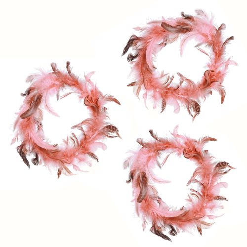 Product Feather wreath made of pheasant feathers decoration in pink Ø20cm 3pcs