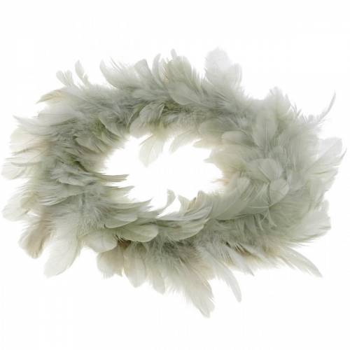 Product Easter decoration feather wreath gray Ø16.5cm real feathers