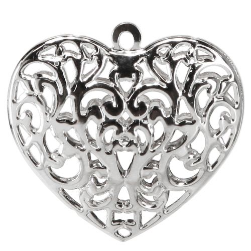 Product Filigree heart for hanging metal heart silver 5.5×5cm 20 pcs