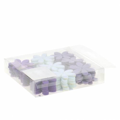 Floristik24 Felt flower lilac, white assorted 4.5cm 54p